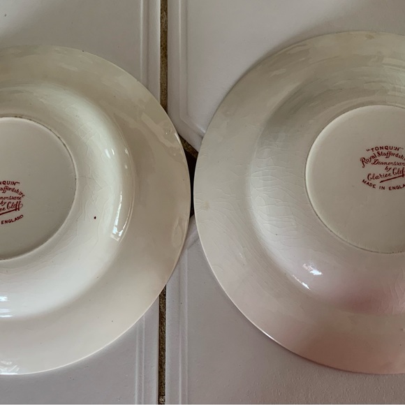 Royal Staffordshire Pottery Clarice Cliff Pink Tonquin Soup Bowl England - Picture 5 of 8